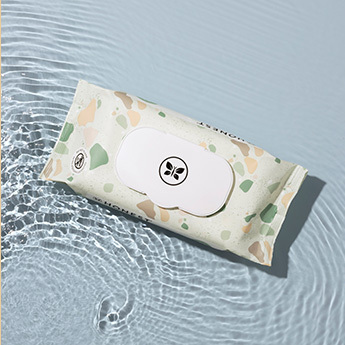 GIF of Geo Mood Honest baby wipes pack in ripple of shallow water